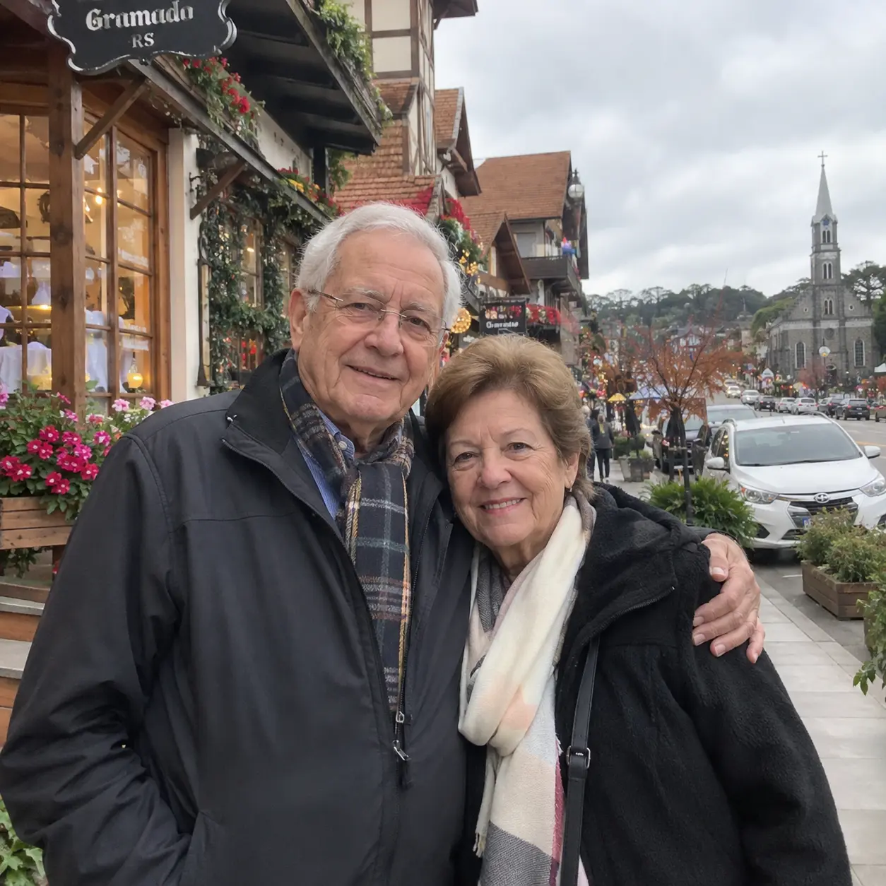 Casal passeando em Gramado